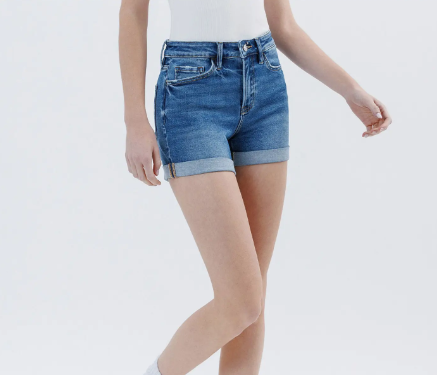 High Rise Double Cuffed Shorts