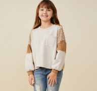 girls color block striped shirt