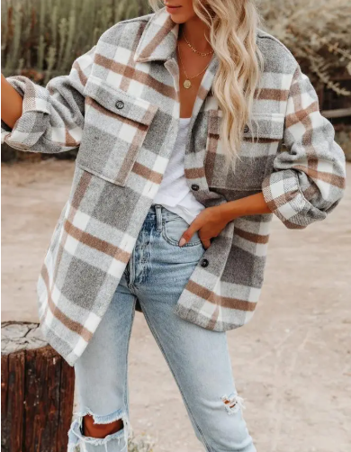 plaid flannel shaket jacket
