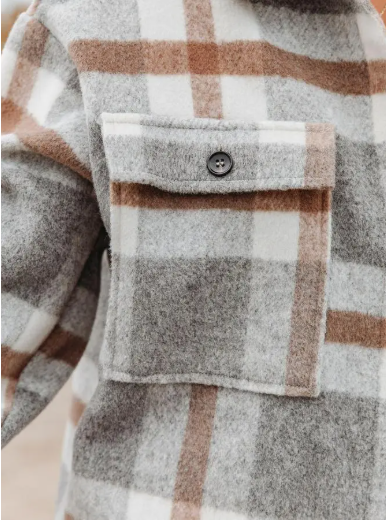Plaid Button Flannel Shirt Jacket