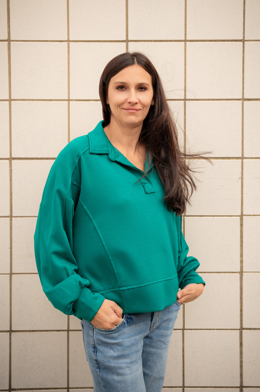 collared pullover soft material