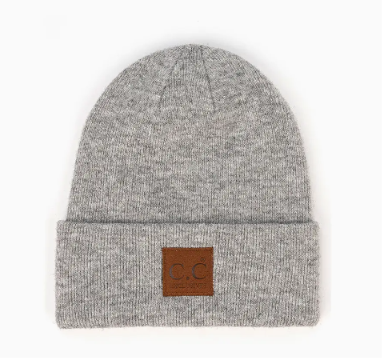 C.C. Heather Knit Beanie Hat in grey