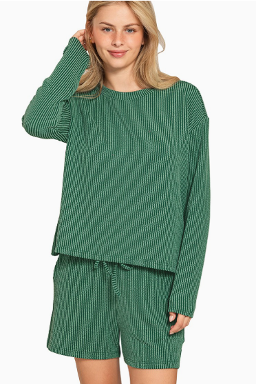 Raised Rib Long Sleeve Tee