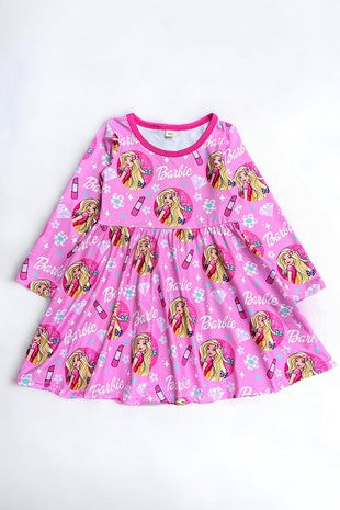 KIDS Long Sleeve Soft Pink Dress
