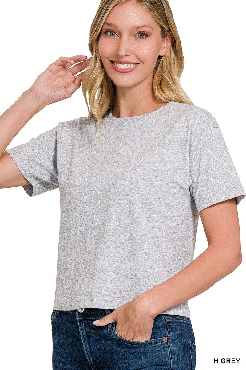 The Abigail Grey Cropped Short Sleeved T-Shirt