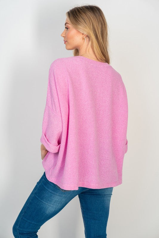 The Kara Oversized Pink Knit Sweater