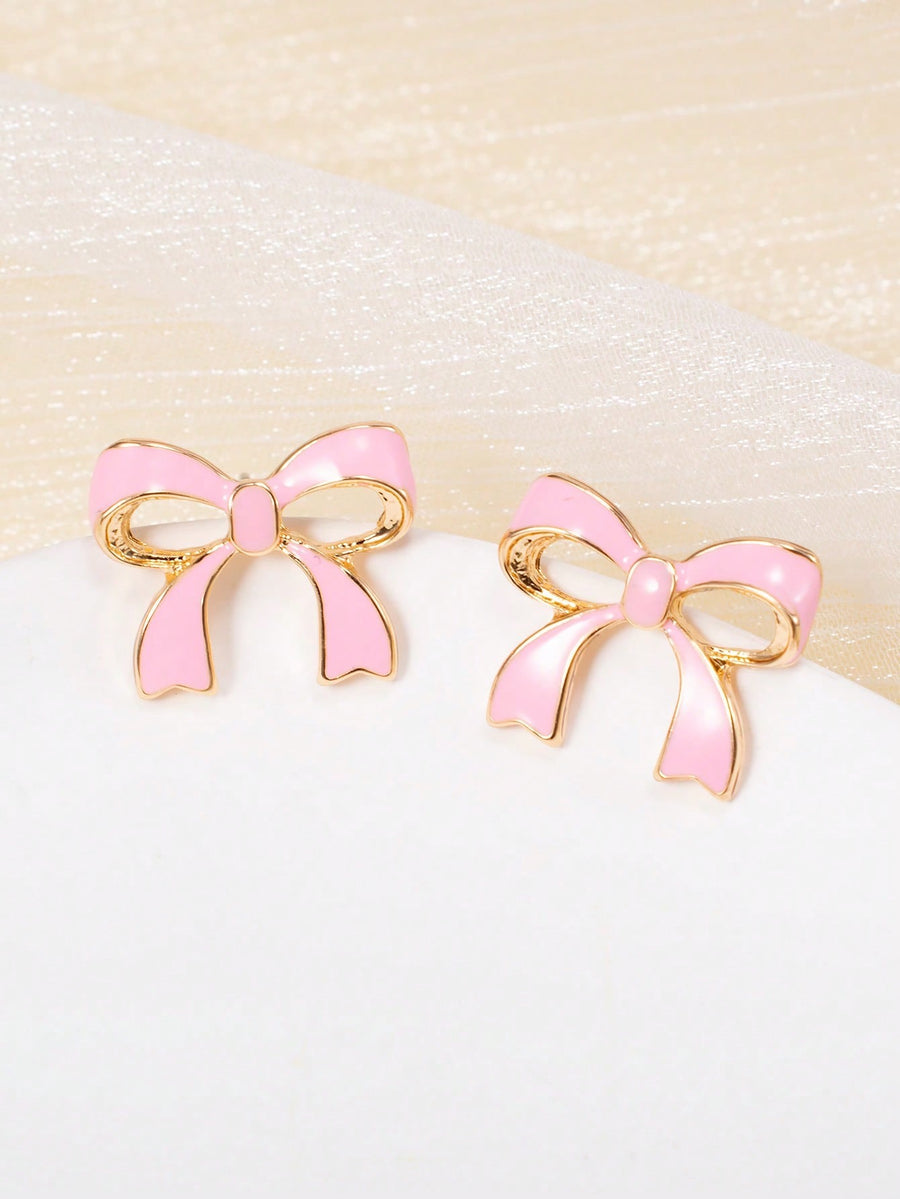 Light Pink Bow Earrings