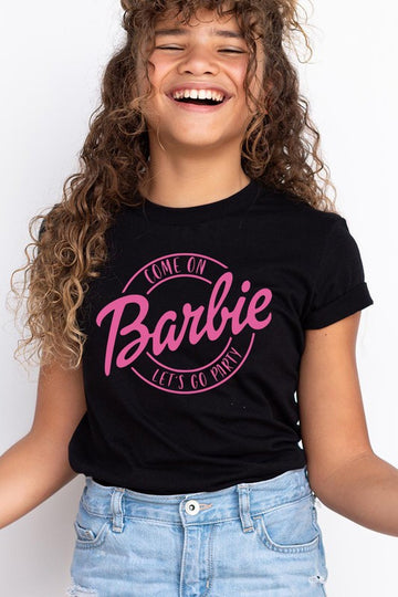 Kids Come On Barbie Let’s Go Party Black Tee