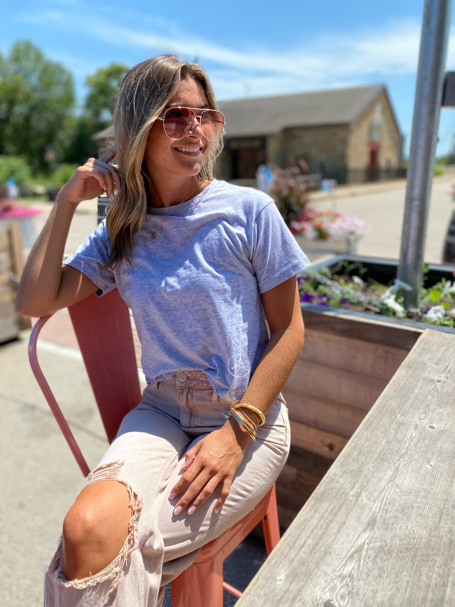 The Abigail Grey Cropped Short Sleeved T-Shirt