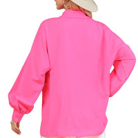 Neon Pink Long Sleeve Button Down