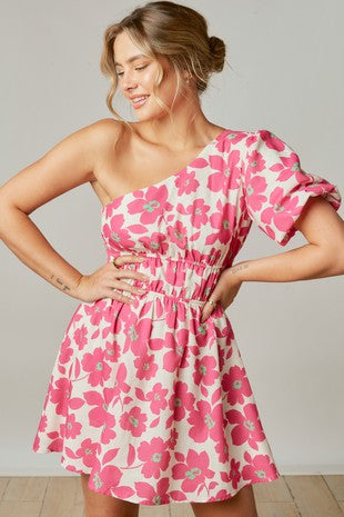 The Camie Pink One Shoulder Dress