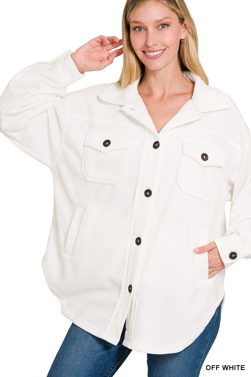 Off-White Basic Oversized Fleece Shacket