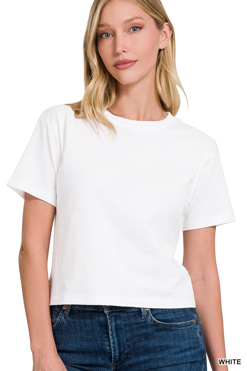 The Abigail White Cropped Short Sleeved T-Shirt