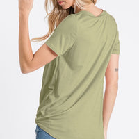 The Jyll Olive V Neck Knotted Top