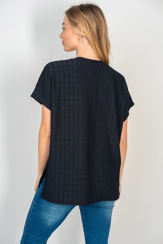 The Jessica Black Short Sleeve Knit Top