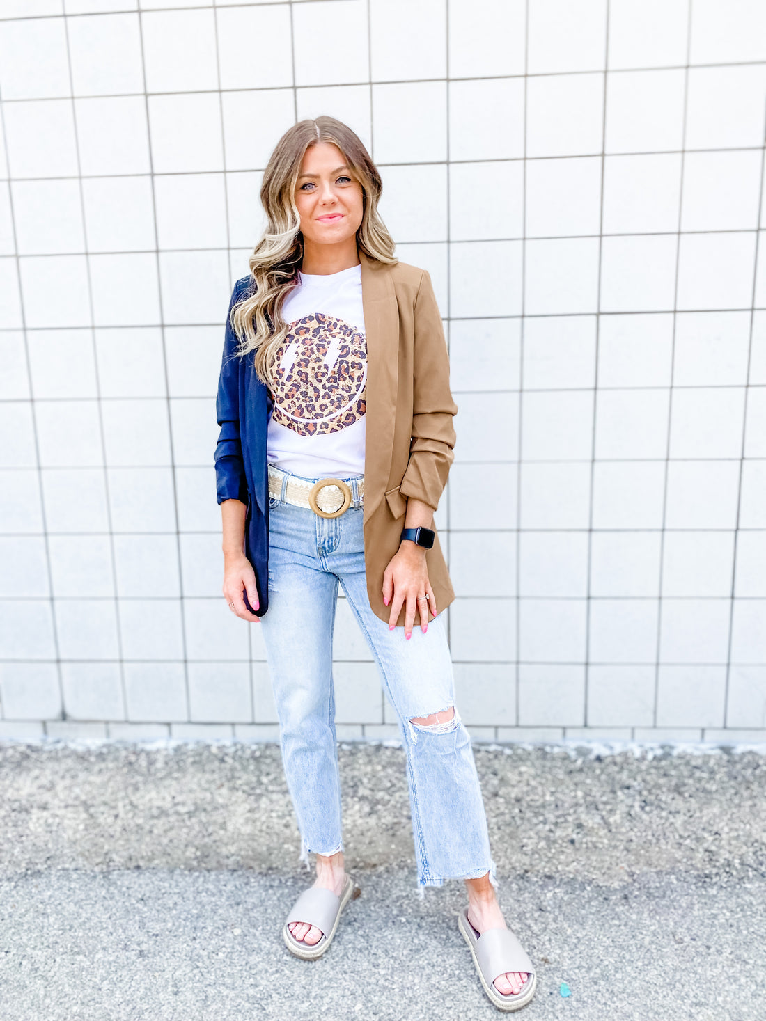 The Sami Color Block Tan-Black Blazer