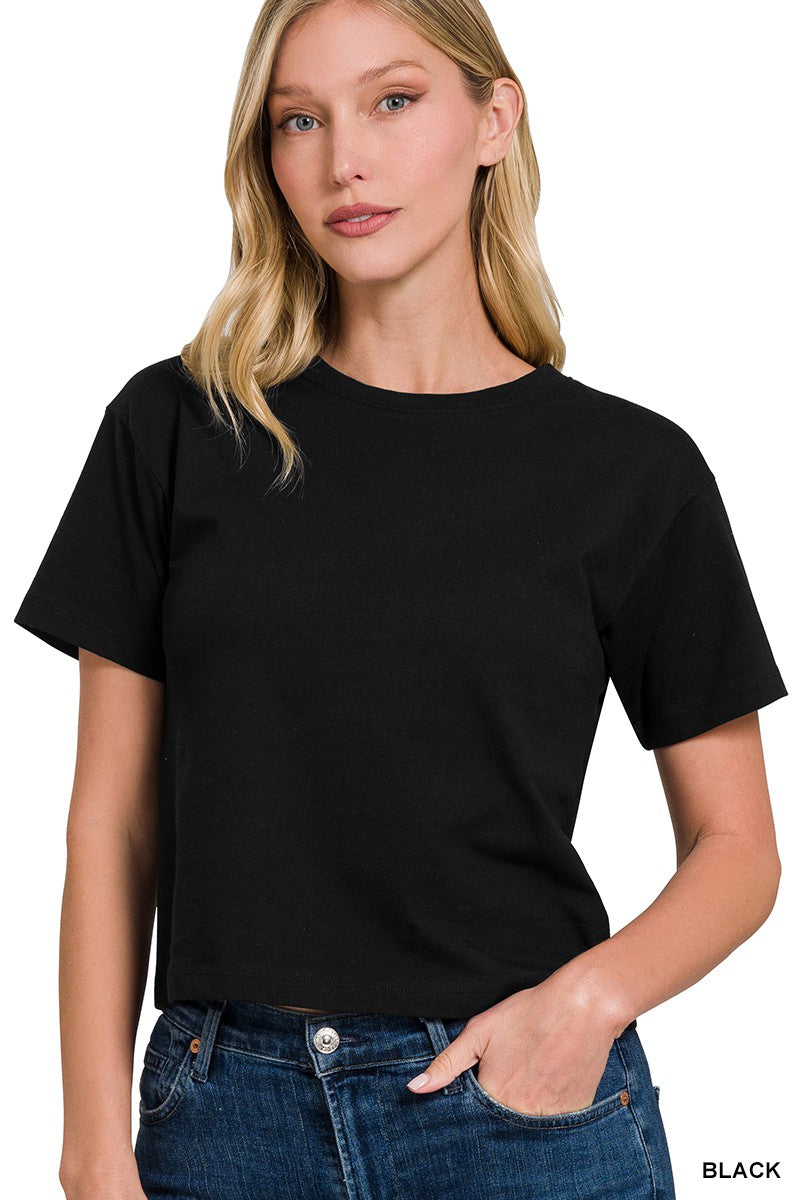 The Abigail Black Cropped Short Sleeved T-Shirt