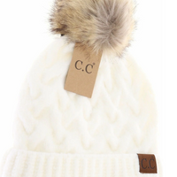 Ivory Chunky Pom C.C. Beanie