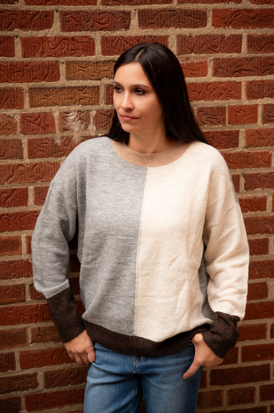 colorblock knit sweater