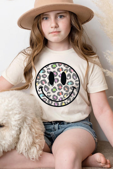 KIDS Leopard Happy Face Graphic Tee