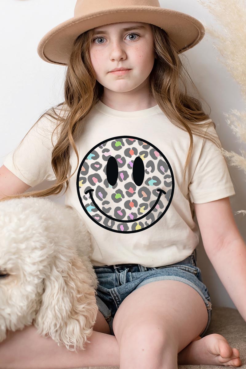 KIDS Leopard Happy Face Graphic Tee