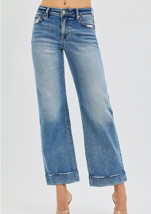 Risen MR Crop Straight Cuffed Jeans