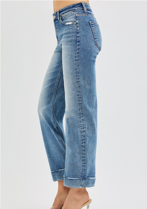 Risen MR Crop Straight Cuffed Jeans
