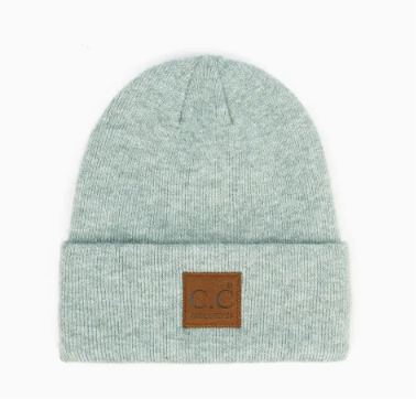 C.C. Heather Knit Beanie Hat in mint