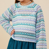 Girls Multicolor Loose Knit Relaxed Top