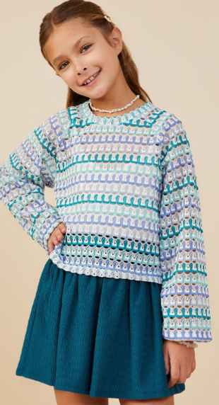 Girls Multicolor Loose Knit Relaxed Top