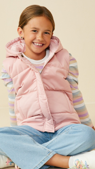 Girls Zip Up Hooded Vest