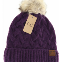 Purple Chunky Pom C.C. Beanie