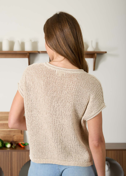 Raw Edge Split Neck Top