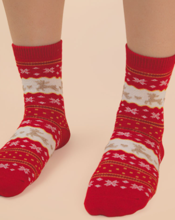 Red Christmas crew socks
