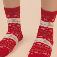 Red Christmas crew socks