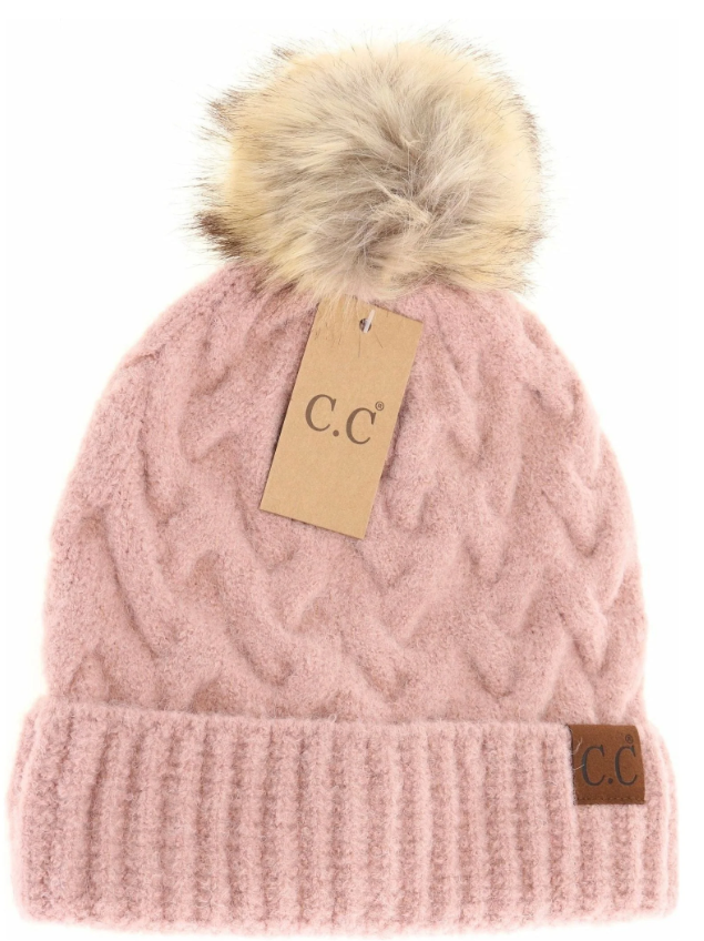 Rose Chunky Pom C.C. Beanie