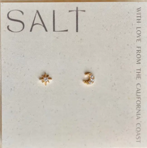 Star & Moon Studs | Gold