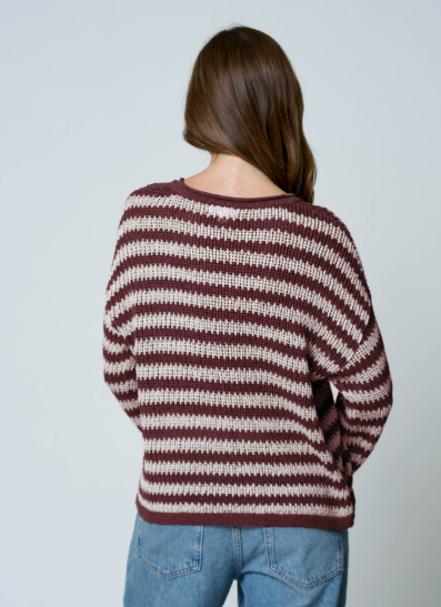 Split Neck Sheer Knit Sweater