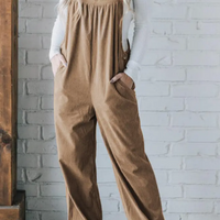 Solid Pocket Overalls-Tan or Black