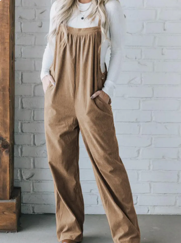 Solid Pocket Overalls-Tan or Black