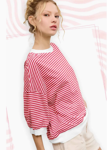 Loose Fit Striped Short Sleeve