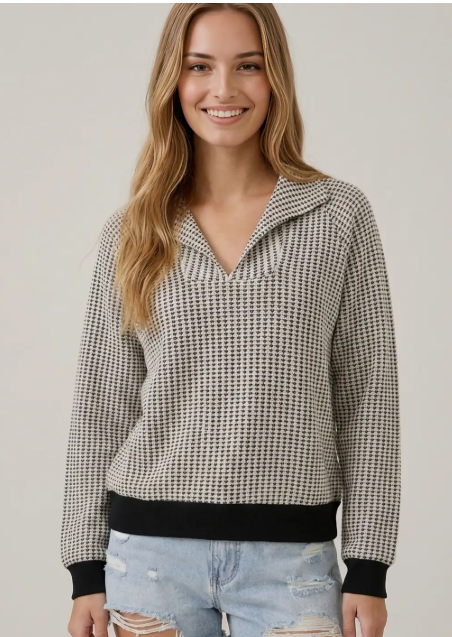 Two-Tone Knit Pullover