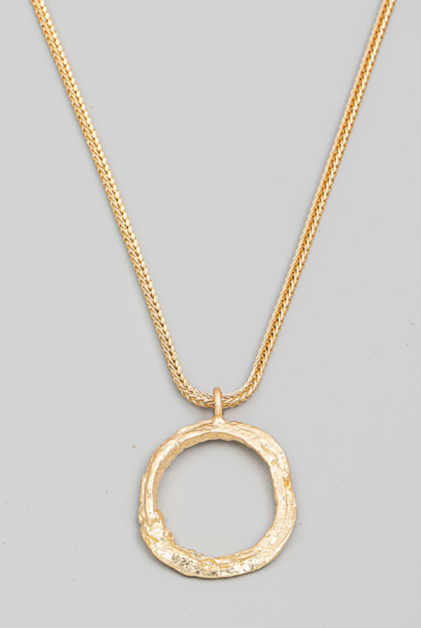 Gold Circle Cutout Pendant Necklace