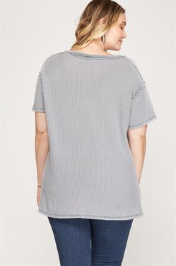 PLUS The Ava Grey Thermal Knit Top