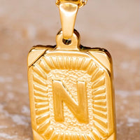 Gold Initial Card Pendent Necklaces