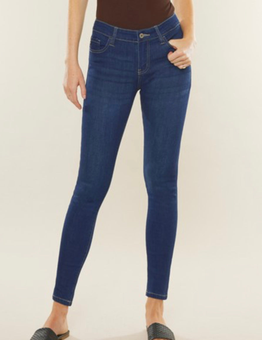 KanCan 9in Mid Rise Dark Wash Super Skinny