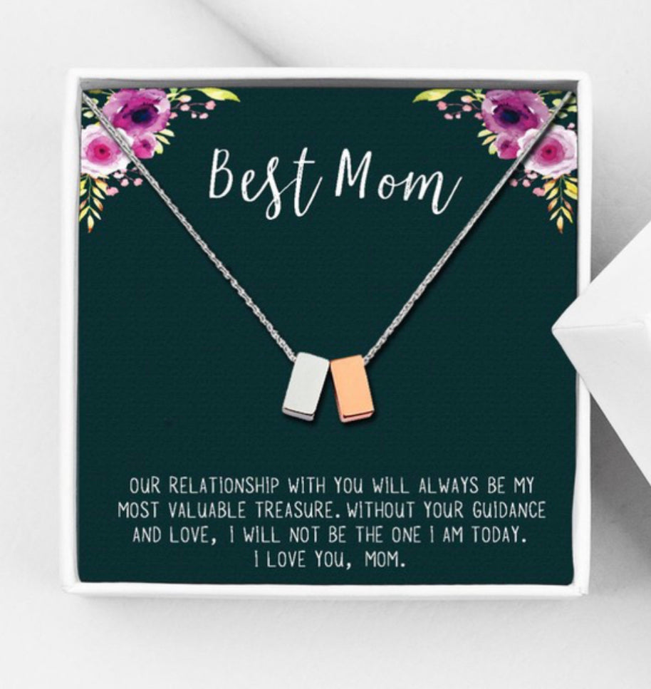 Best Mom Necklace Card Jewelry Gift Set