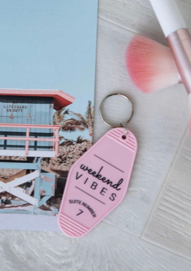 Weekend Vibes Light Pink Keychain