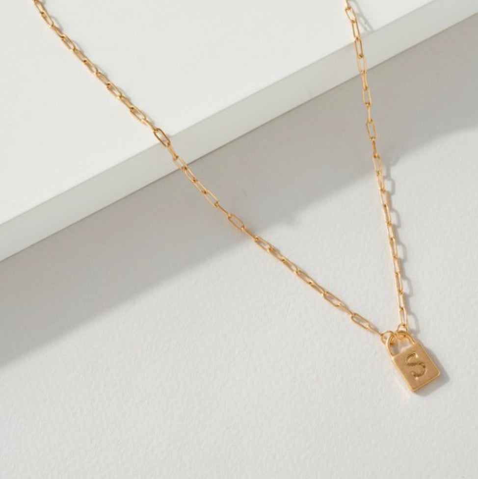 Dainty Initial Lock Necklaces