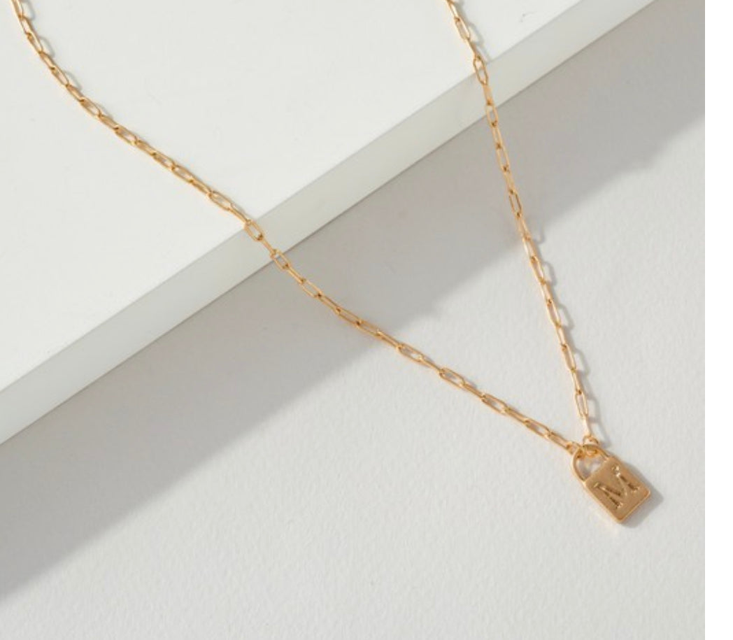 Dainty Initial Lock Necklaces